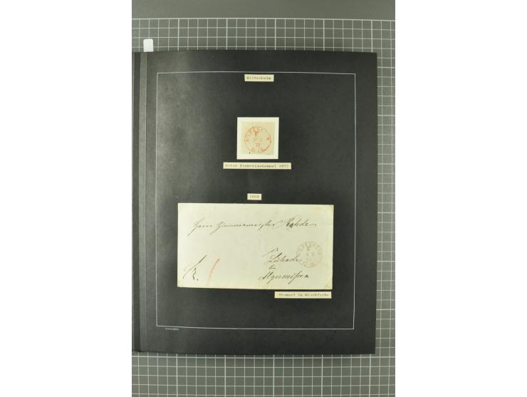 1867/77, FRANCO-Stempel Aachen bis Thorn, umfangreiche Sammlung mit ca. 350 Briefen und Karten in 3 Alben, dabei Teilbarfrank