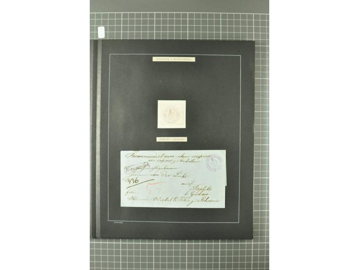 1867/77, FRANCO-Stempel Aachen bis Thorn, umfangreiche Sammlung mit ca. 350 Briefen und Karten in 3 Alben, dabei Teilbarfrank