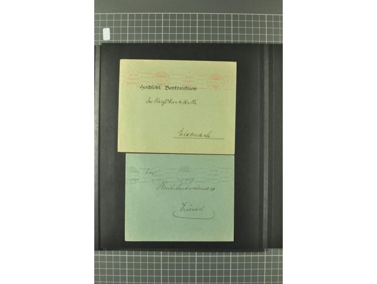 1867/77, FRANCO-Stempel Aachen bis Thorn, umfangreiche Sammlung mit ca. 350 Briefen und Karten in 3 Alben, dabei Teilbarfrank