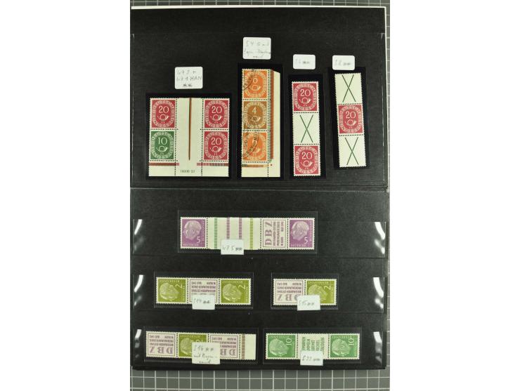 1945/88, postfrische, ungebrauchte und gestempelte Partie mit Französische Zone Mi.-Nr. 8bxZw, 9bxZw, Bizone mit 13Cz, 13Ey, 
