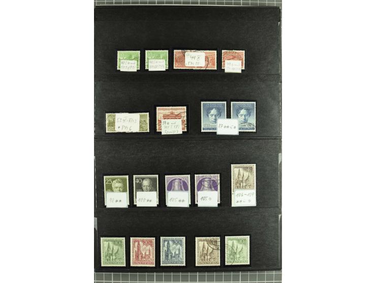 1945/88, postfrische, ungebrauchte und gestempelte Partie mit Französische Zone Mi.-Nr. 8bxZw, 9bxZw, Bizone mit 13Cz, 13Ey, 