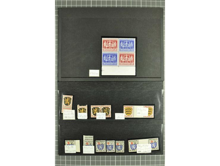 1945/88, postfrische, ungebrauchte und gestempelte Partie mit Französische Zone Mi.-Nr. 8bxZw, 9bxZw, Bizone mit 13Cz, 13Ey, 