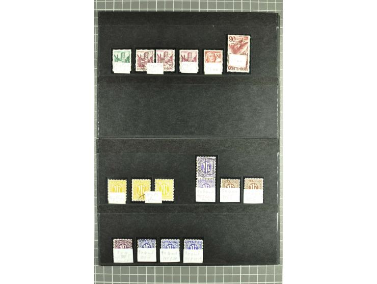 1945/88, postfrische, ungebrauchte und gestempelte Partie mit Französische Zone Mi.-Nr. 8bxZw, 9bxZw, Bizone mit 13Cz, 13Ey, 