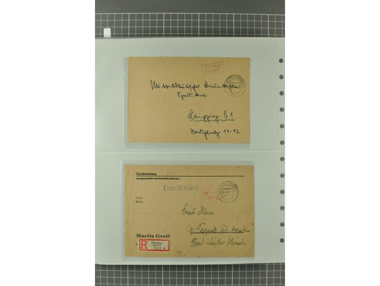 1945/48, umfangreiche Sammlung Altdöbern bis Wurzen mit ca. 280 Briefen, Karten und Ganzsachenkarten inkl. Barfreimachung und