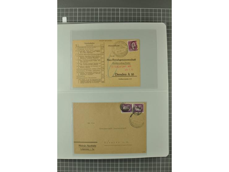 1945/48, umfangreiche Sammlung Altdöbern bis Wurzen mit ca. 280 Briefen, Karten und Ganzsachenkarten inkl. Barfreimachung und