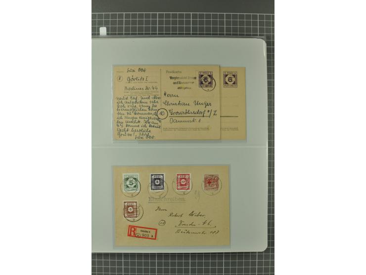 1945/48, umfangreiche Sammlung Altdöbern bis Wurzen mit ca. 280 Briefen, Karten und Ganzsachenkarten inkl. Barfreimachung und