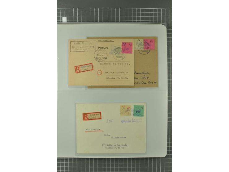 1945/48, umfangreiche Sammlung Altdöbern bis Wurzen mit ca. 280 Briefen, Karten und Ganzsachenkarten inkl. Barfreimachung und