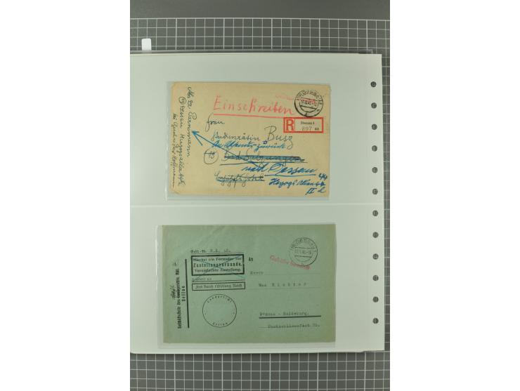 1945/48, umfangreiche Sammlung Altdöbern bis Wurzen mit ca. 280 Briefen, Karten und Ganzsachenkarten inkl. Barfreimachung und
