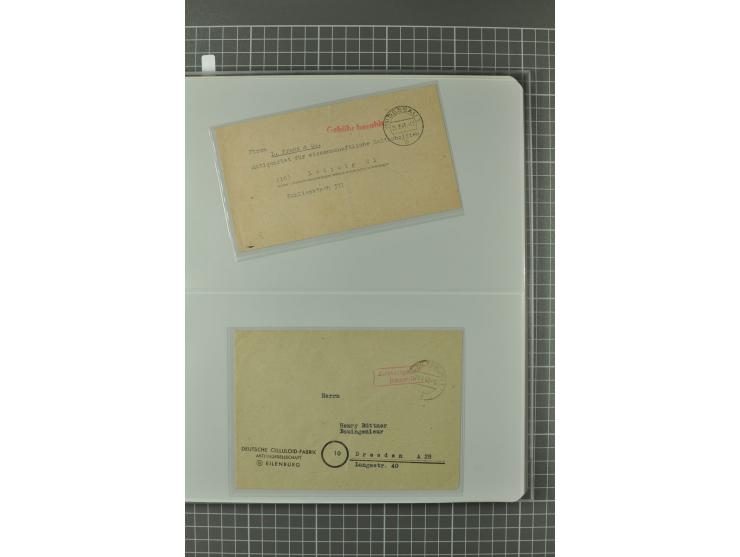 1945/48, umfangreiche Sammlung Altdöbern bis Wurzen mit ca. 280 Briefen, Karten und Ganzsachenkarten inkl. Barfreimachung und