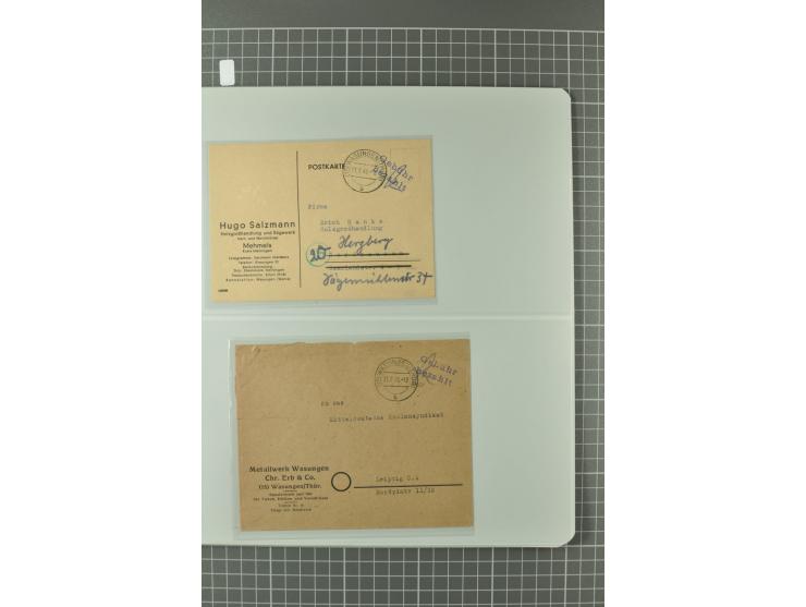 1945/48, umfangreiche Sammlung Altdöbern bis Wurzen mit ca. 280 Briefen, Karten und Ganzsachenkarten inkl. Barfreimachung und