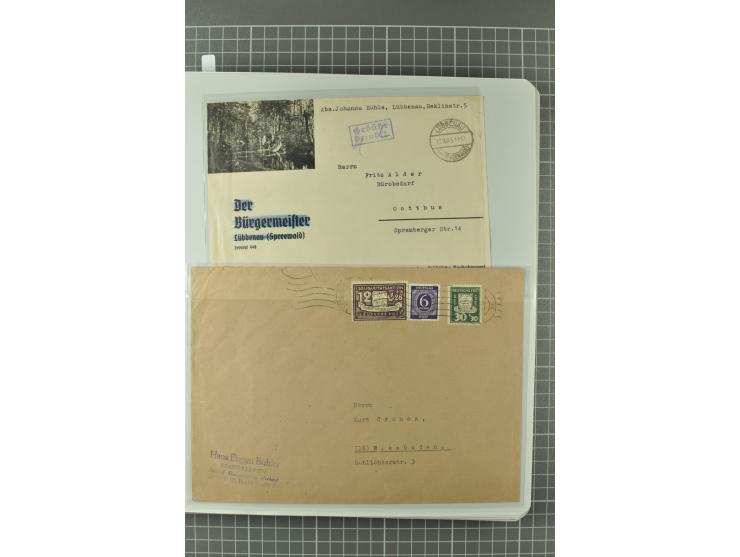 1945/48, umfangreiche Sammlung Altdöbern bis Wurzen mit ca. 280 Briefen, Karten und Ganzsachenkarten inkl. Barfreimachung und