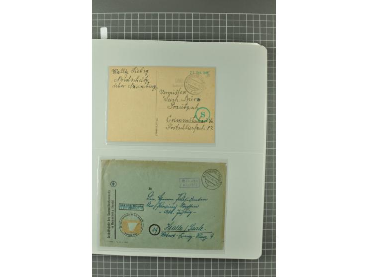 1945/48, umfangreiche Sammlung Altdöbern bis Wurzen mit ca. 280 Briefen, Karten und Ganzsachenkarten inkl. Barfreimachung und