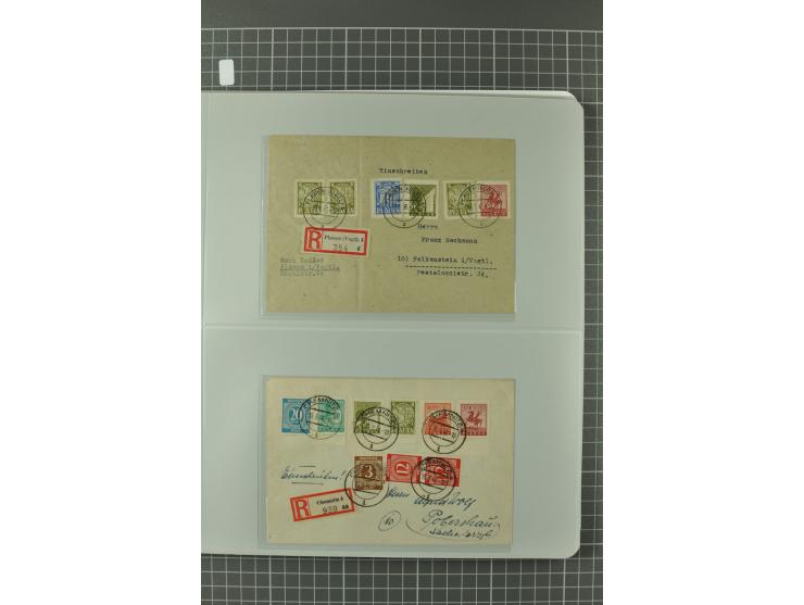 1945/48, umfangreiche Sammlung Altdöbern bis Wurzen mit ca. 280 Briefen, Karten und Ganzsachenkarten inkl. Barfreimachung und