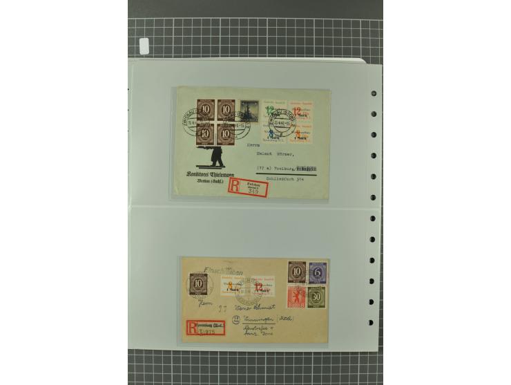 1945/48, umfangreiche Sammlung Altdöbern bis Wurzen mit ca. 280 Briefen, Karten und Ganzsachenkarten inkl. Barfreimachung und