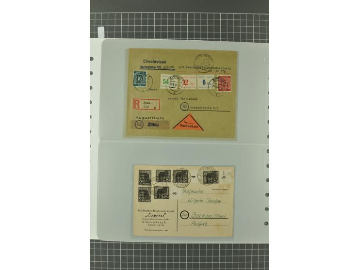 1945/48, umfangreiche Sammlung Altdöbern bis Wurzen mit ca. 280 Briefen, Karten und Ganzsachenkarten inkl. Barfreimachung und