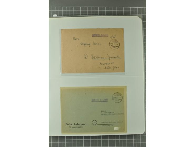 1945/48, umfangreiche Sammlung Altdöbern bis Wurzen mit ca. 280 Briefen, Karten und Ganzsachenkarten inkl. Barfreimachung und
