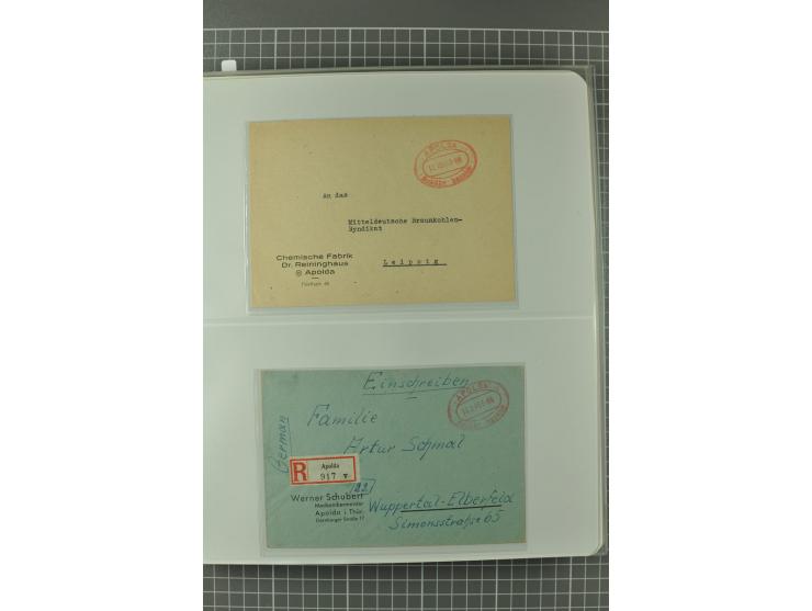 1945/48, umfangreiche Sammlung Altdöbern bis Wurzen mit ca. 280 Briefen, Karten und Ganzsachenkarten inkl. Barfreimachung und