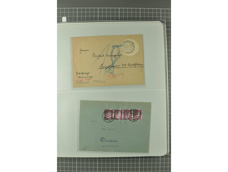 1945/48, umfangreiche Sammlung Altdöbern bis Wurzen mit ca. 280 Briefen, Karten und Ganzsachenkarten inkl. Barfreimachung und