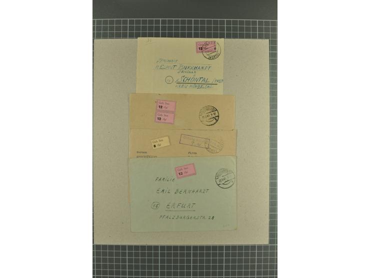1945/46, fast 100 Briefe und Karten, meist Sammlerpost mit Satz- und R-Briefen, an Bedarfspost sahen wir u.a. Eckartsberga, F