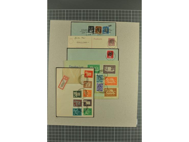1945/46, fast 100 Briefe und Karten, meist Sammlerpost mit Satz- und R-Briefen, an Bedarfspost sahen wir u.a. Eckartsberga, F