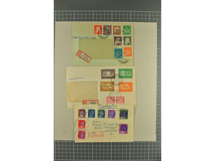 1945/46, fast 100 Briefe und Karten, meist Sammlerpost mit Satz- und R-Briefen, an Bedarfspost sahen wir u.a. Eckartsberga, F