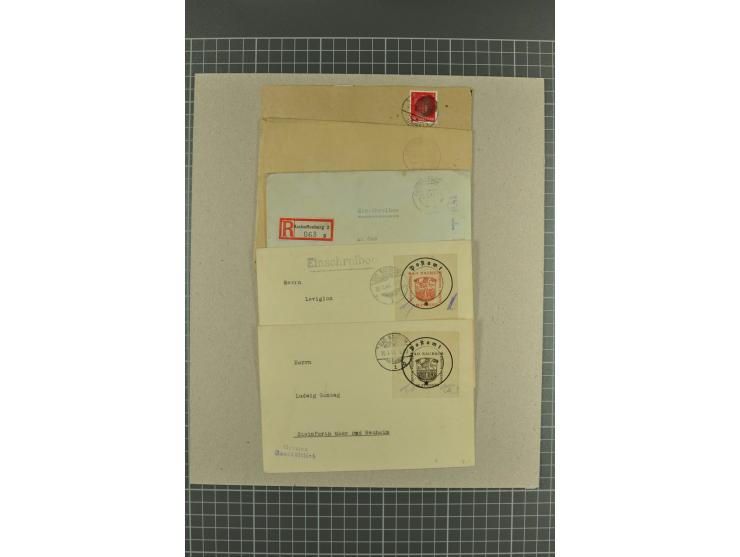 1945/46, fast 100 Briefe und Karten, meist Sammlerpost mit Satz- und R-Briefen, an Bedarfspost sahen wir u.a. Eckartsberga, F
