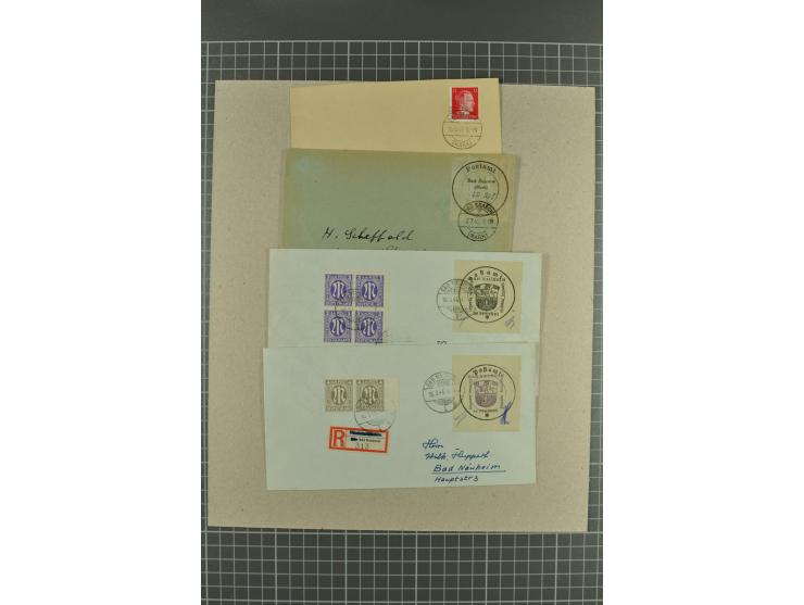 1945/46, fast 100 Briefe und Karten, meist Sammlerpost mit Satz- und R-Briefen, an Bedarfspost sahen wir u.a. Eckartsberga, F