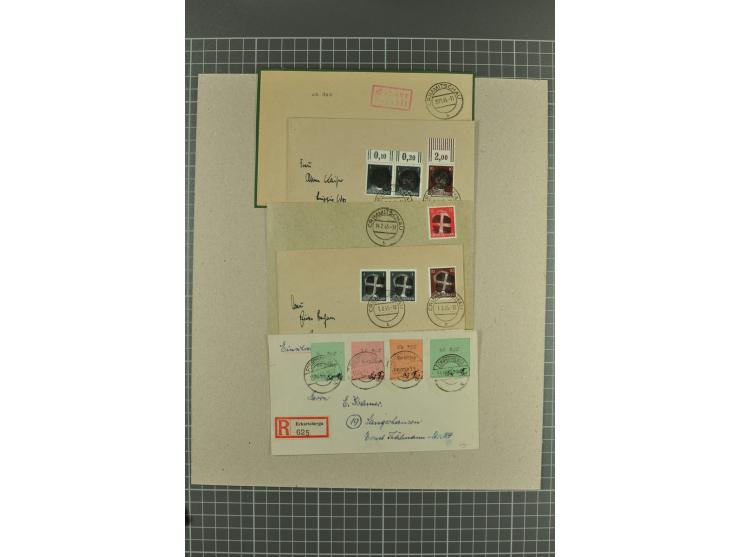 1945/46, fast 100 Briefe und Karten, meist Sammlerpost mit Satz- und R-Briefen, an Bedarfspost sahen wir u.a. Eckartsberga, F