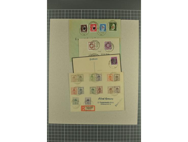 1945/46, fast 100 Briefe und Karten, meist Sammlerpost mit Satz- und R-Briefen, an Bedarfspost sahen wir u.a. Eckartsberga, F