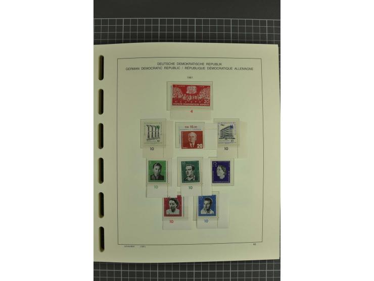 1949/90, postfrische kpl. Sammlung, überwiegend Rand- und Eckrandstücke, in 3 Schaubek-Alben