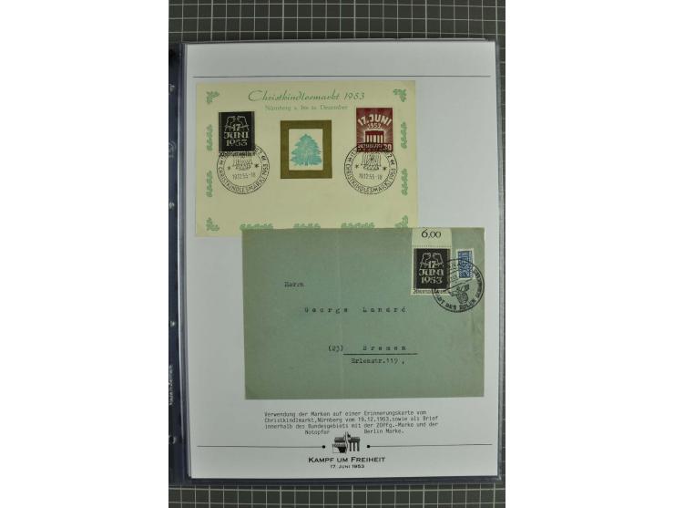 1953, Briefe-Sammlung "Volksaufstand 17.Juni" mit 35 Briefen und Karten, dabei Einzel- und Mehrfachfrankaturen, Luftpost, Por