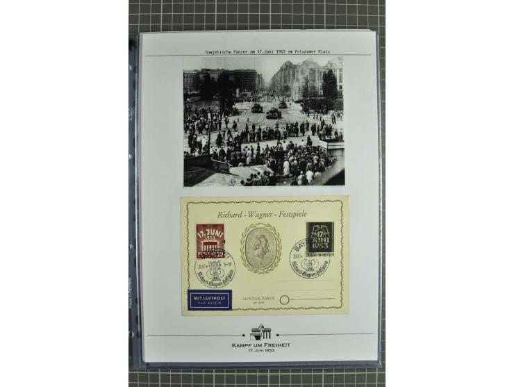 1953, Briefe-Sammlung "Volksaufstand 17.Juni" mit 35 Briefen und Karten, dabei Einzel- und Mehrfachfrankaturen, Luftpost, Por