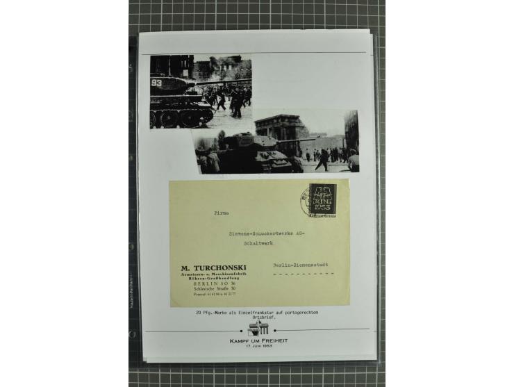1953, Briefe-Sammlung "Volksaufstand 17.Juni" mit 35 Briefen und Karten, dabei Einzel- und Mehrfachfrankaturen, Luftpost, Por