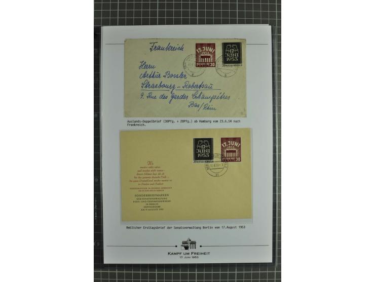 1953, Briefe-Sammlung "Volksaufstand 17.Juni" mit 35 Briefen und Karten, dabei Einzel- und Mehrfachfrankaturen, Luftpost, Por