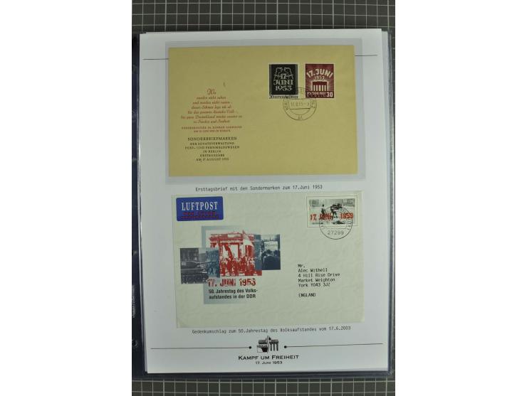 1953, Briefe-Sammlung "Volksaufstand 17.Juni" mit 35 Briefen und Karten, dabei Einzel- und Mehrfachfrankaturen, Luftpost, Por