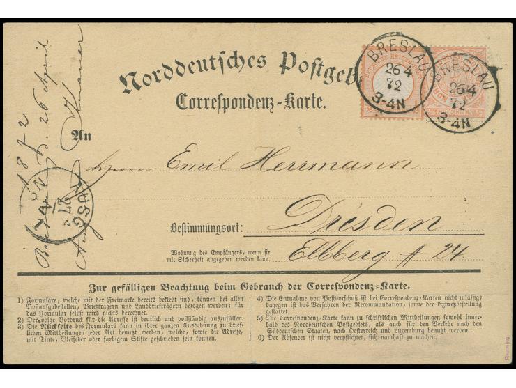 ½ Gr. ziegelrot in wertstufengleicher Mischfrankatur mit NDP ½ Gr. gezähnt, beide Marken in ursprünglicher Frische, einwandfr