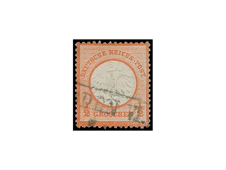 ½ Gr. ziegelrot mit Prägefehler "waagerechter Ausfall der Prägung rechts und diagonal links", Feld 144, mit Sachsen-Ra2 "DRES