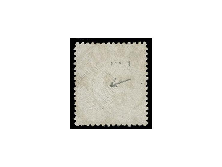 1 Gr. rötlichkarmin  mit sehr stark (ca. 5,5 mm) nach rechts versetzter Prägung, entwertet mit Preußen-DKr. "EMMERICH 27 3 72