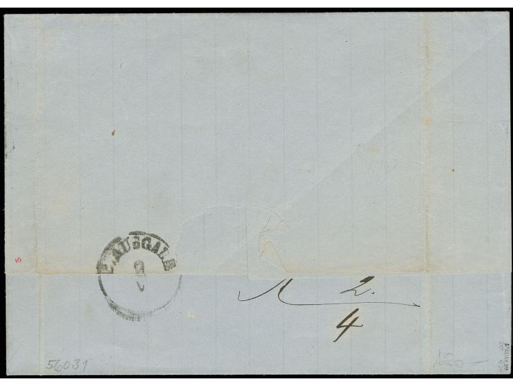 1 Gr. rötlichkarmin mit sichtbarem braunschwarzem Netzunterdruck mit Hufeisenstempel "LEIPZIG No1 1 5 72" (Spalink-Nr. 21-1) 