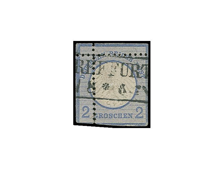 2 Gr. grauultramarin mit starker vertikaler und horizontaler Verzähnung (ca. 5 mm nach rechts und 3 mm nach unten), so dass d