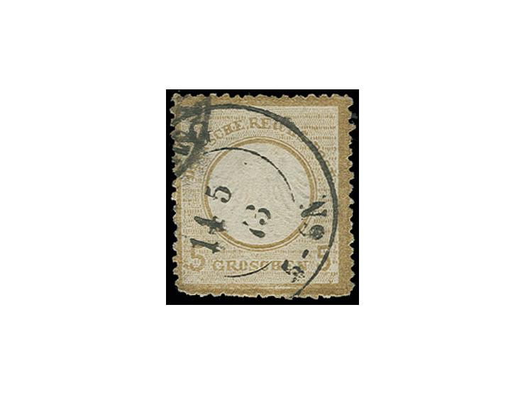 5 Gr. ockerbraun, "ELBINGER POSTFÄLSCHUNG" mit Preußen-DKr. "ELBING 14 5 73", rückseitig aufgerauhte Stelle und in der typisc