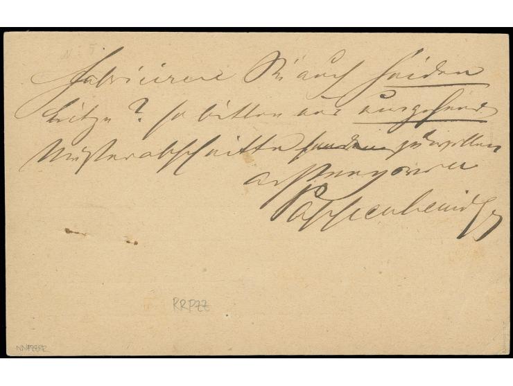 ½ Gr. orange als wertstufengleiche Mischfrankatur auf Postkarte 5 Pfge. von "BERLIN ST.P.A. 11/3 75" nach Lenzburg in der Sch