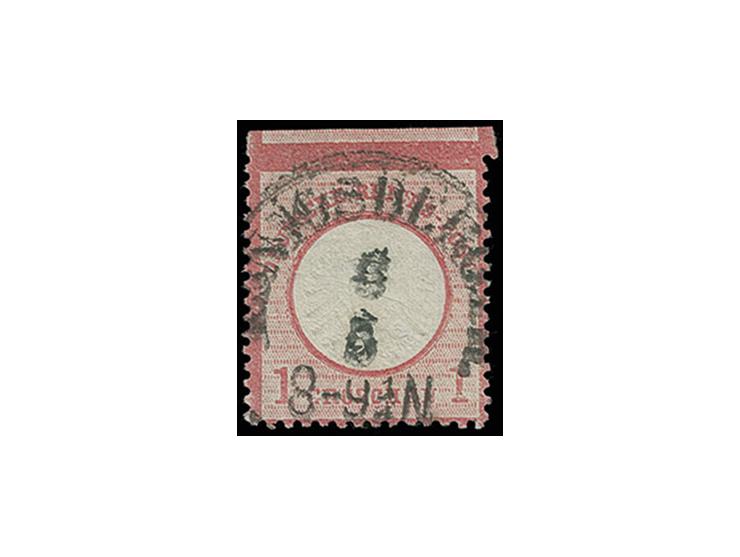 1 Gr. karmin oben ungezähnt mit Teil der darüber befindlichen Marke, mit Preußen-EKr. "KÖNIGSBERG PR. 6 5", Pracht, laut Foto