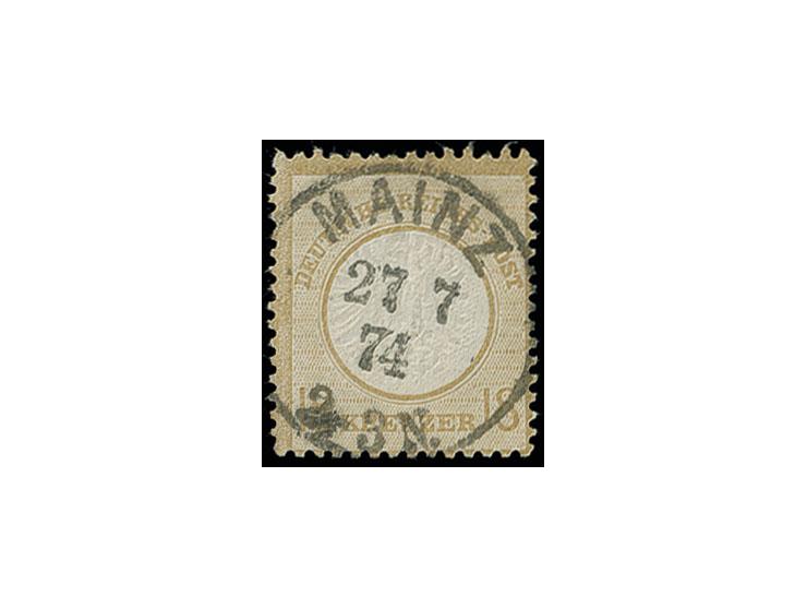18 Kr. ockerbraun mit nahezu zentrischem EKr. "MAINZ 27.7.74", oben etwas uneben gezähnt und bis auf leichte Eckbugspuren in 