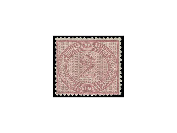 1875/1900, 2 M. lebhaftrosalila, farbfrisch und gut gezähnt, ungebraucht, bis auf einige punkthelle Stellen einwandfrei, sign