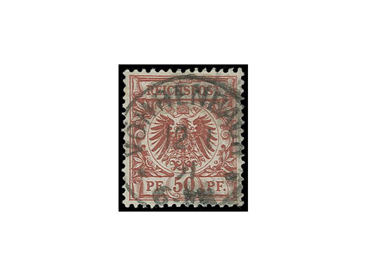 50 Pfg. bräunlichkarmin (weinrot) mit EKr. "VÖHRENBACH 12.1.91", Kabinett, doppelt sign. Pfenninger, Fotoattest Jäschke-L. BP