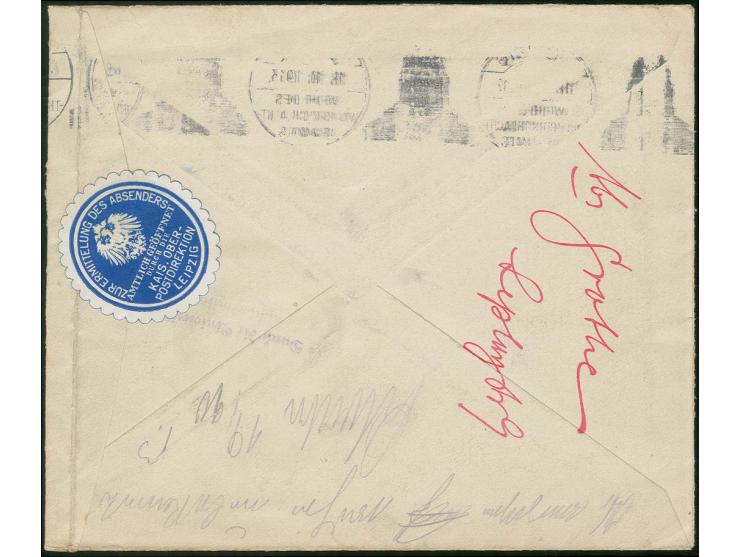 1905/13, Friedensdruck: 5 Pfg. grün auf Ortsbrief mit Maschinenstempel "LEIPZIG WEIHE DES VÖLKERSCHLACHT-DENKMALS 18.10.13" m