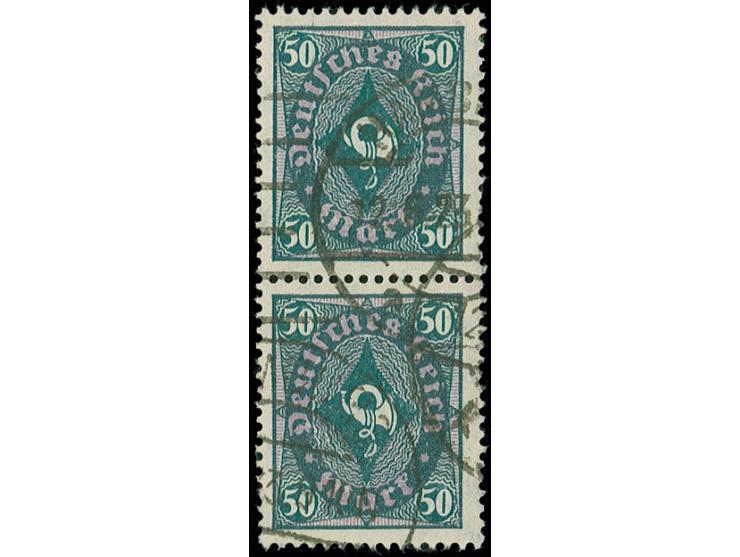 50 M. mit Wasserzeichen "Kreuzblüten", senkrechtes Paar, entwertet durch Maschinenstempel von Hamburg, Pracht, Fotoattest Win