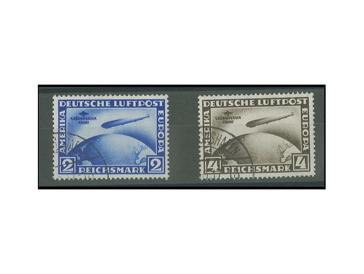 1939, Südamerikafahrt 2 und 4 M. mit jeweils Teilstempel "FRIEDRICHSHAFEN", Pracht (Mi. 900,-)
