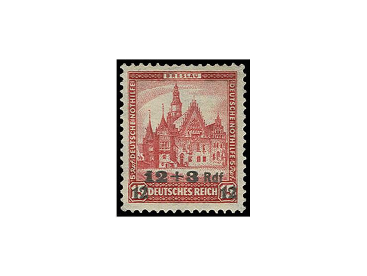 1932, Nothilfe-Provisorium 12 Pfg. mit dem seltenen Aufdruckfehler "Rdf", sauber ungebraucht; eine der seltensten Abarten des